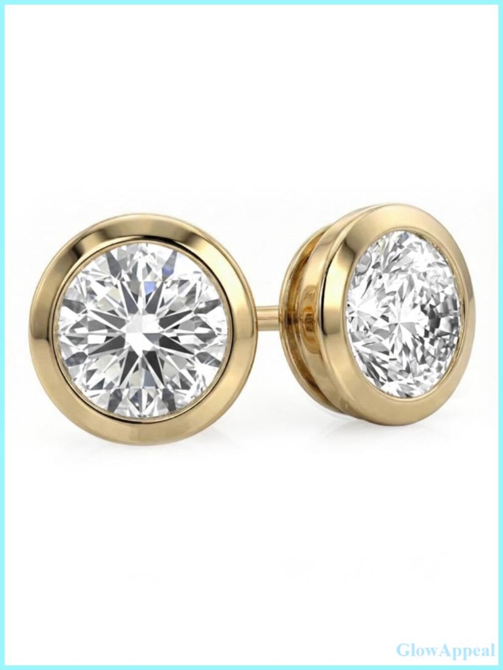 Lab Grown Diamond Bezel Stud Earrings 14K White Yellow Gold .50 CT